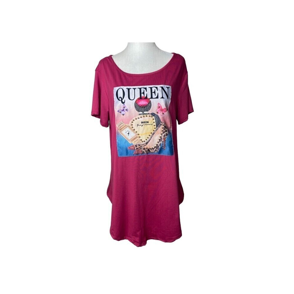 Top Fashion of Ny Blouse Womens Large Scoop Neck Pink Short Sleeve